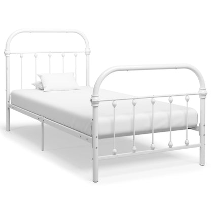 Bed Frame White Metal 90x200 cm