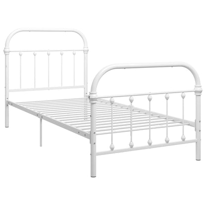 Bed Frame White Metal 90x200 cm