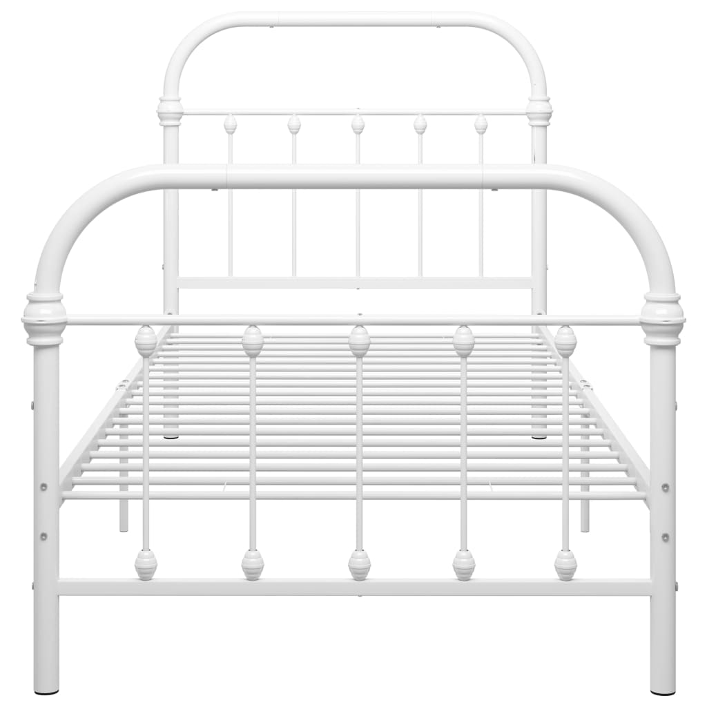 Bed Frame White Metal 90x200 cm