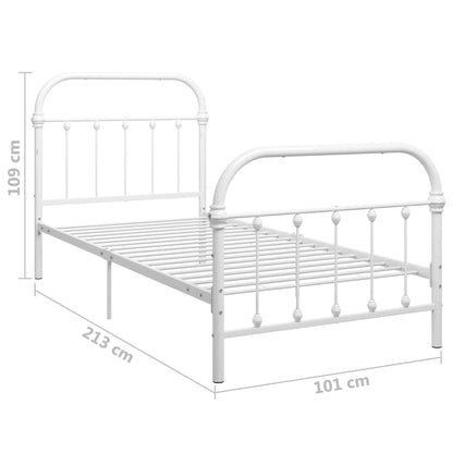 Bed Frame White Metal 90x200 cm