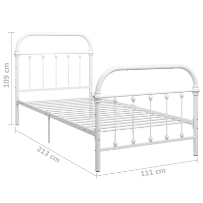 284493 vidaXL Bed Frame without Mattress White Metal 100x200 cm