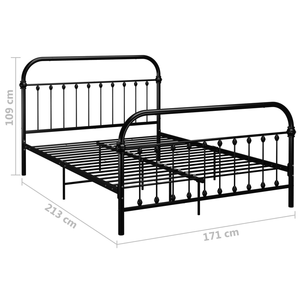 Bed Frame Black Metal 160x200 cm