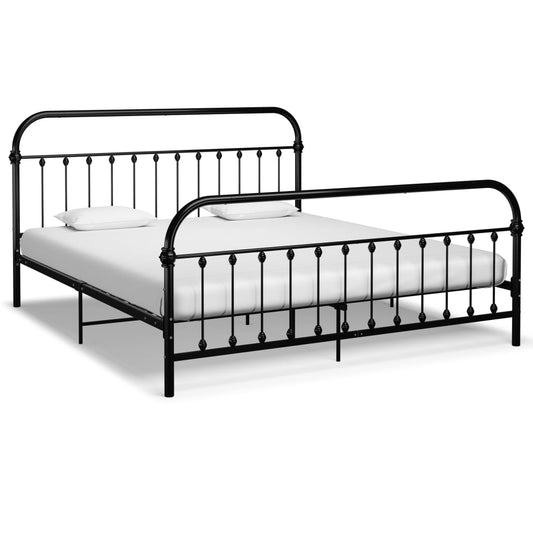 Bed Frame Black Metal 180x200 cm Super King