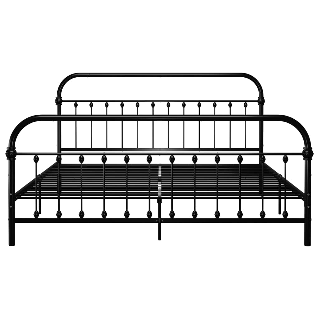 Bed Frame Black Metal 180x200 cm Super King