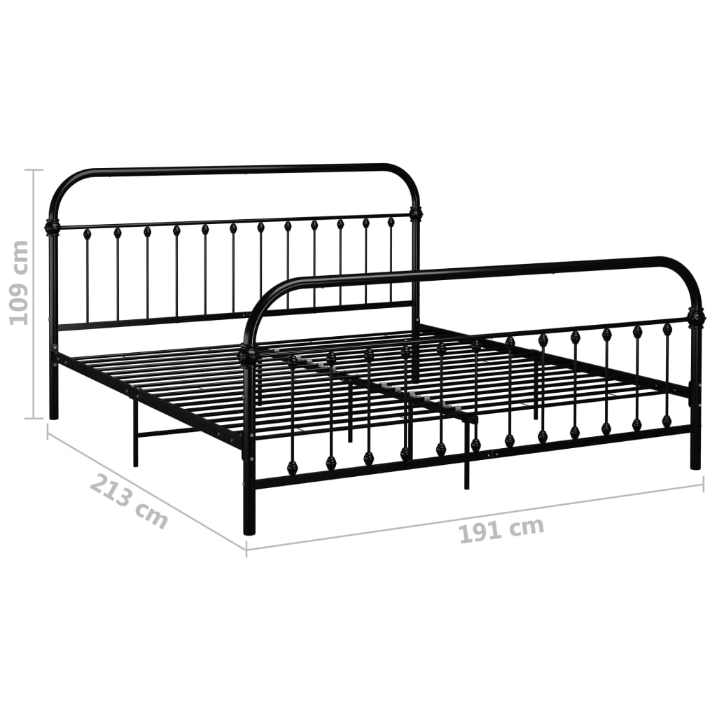 Bed Frame Black Metal 180x200 cm Super King