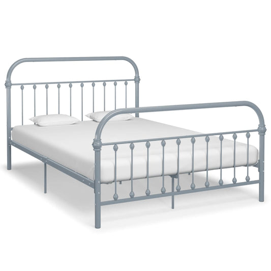 Bed Frame Grey Metal 160x200 cm