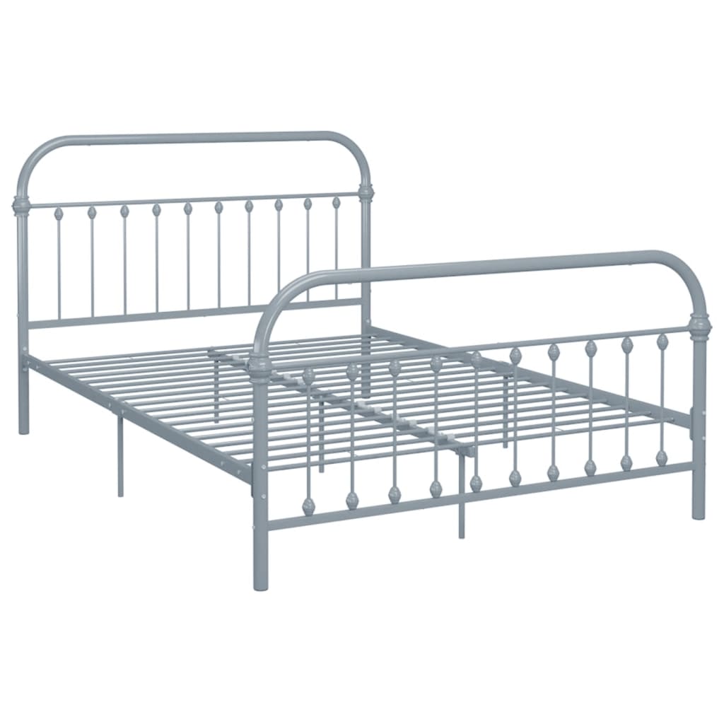 Bed Frame Grey Metal 160x200 cm