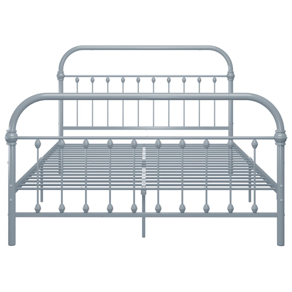 Bed Frame Grey Metal 160x200 cm