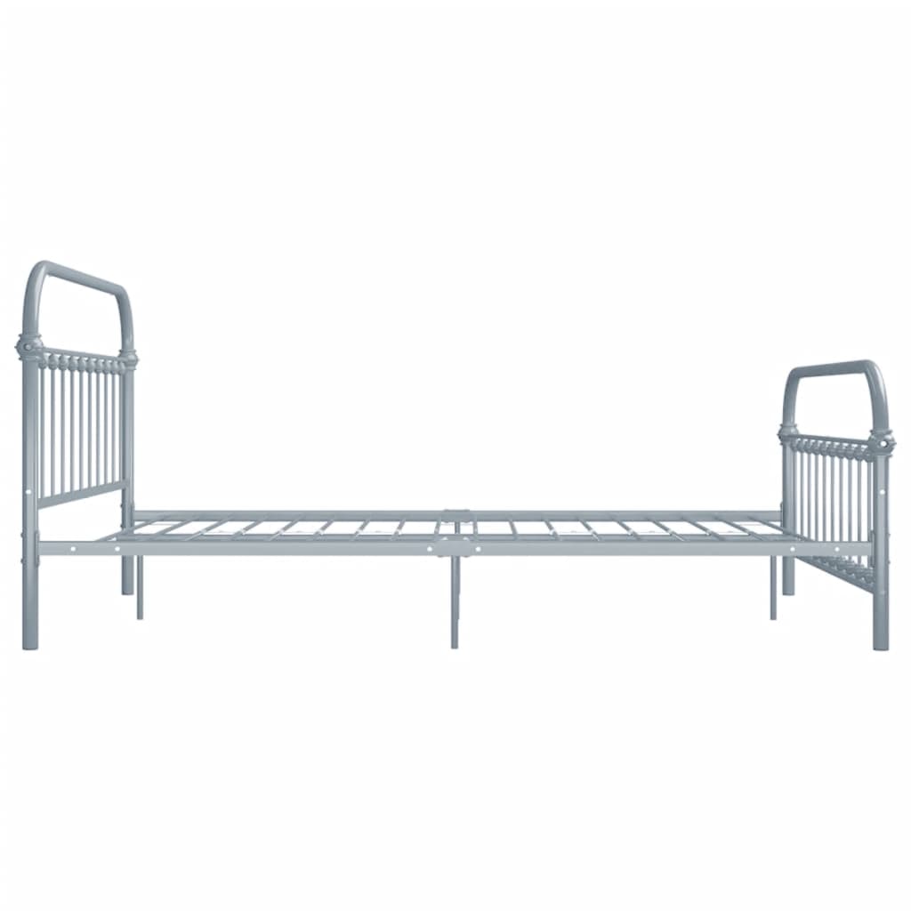 Bed Frame Grey Metal 160x200 cm