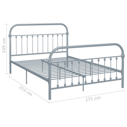 Bed Frame Grey Metal 160x200 cm