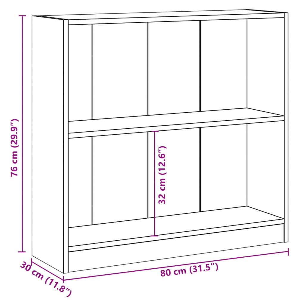 Bookshelf Concrete Grey 80x24x75 cm Engineered Wood