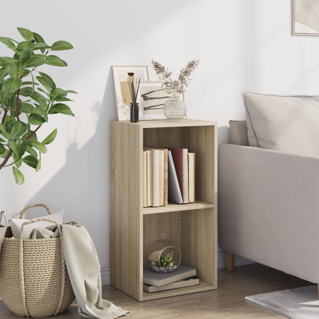 2-Tier Book Cabinet Sonoma Oak 40x30x76.5 cm Engineered Wood