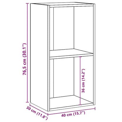 2-Tier Book Cabinet Concrete Grey 40x30x76.5 cm Engineered Wood