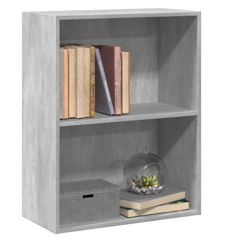 2-Tier Book Cabinet Concrete Grey 60x30x76.5 cm Engineered Wood