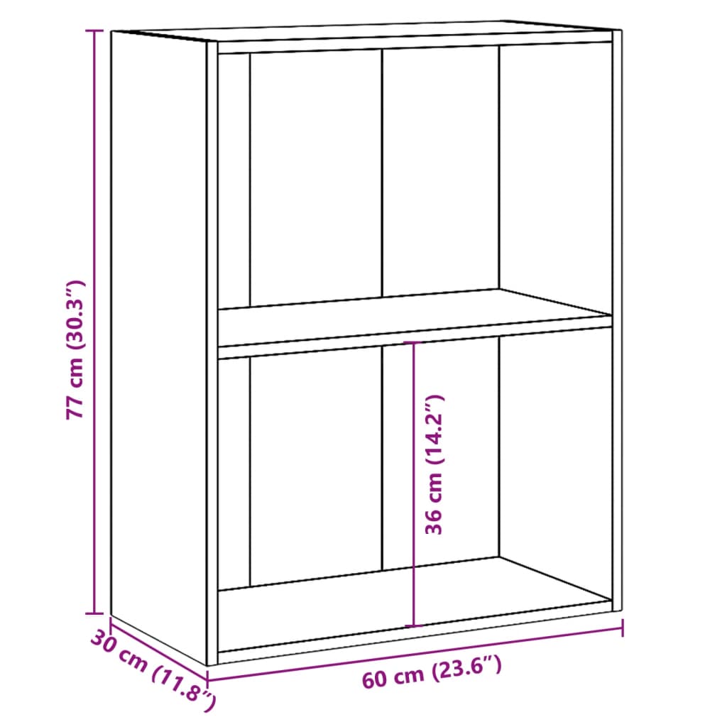 2-Tier Book Cabinet Concrete Grey 60x30x76.5 cm Engineered Wood