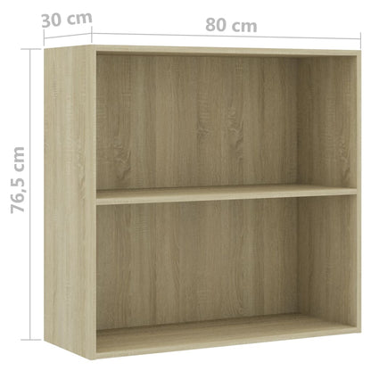 2-Tier Book Cabinet Sonoma Oak 80x30x76.5 cm Engineered Wood