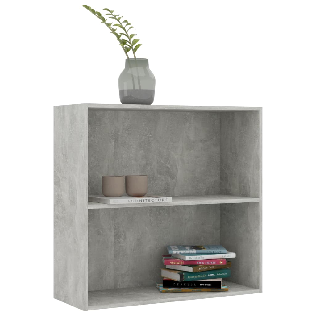 2-Tier Book Cabinet Concrete Grey 80x30x76.5 cm Engineered Wood