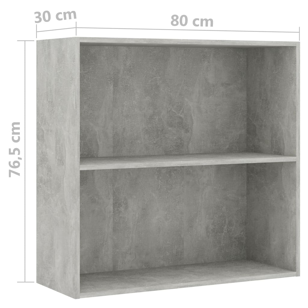 2-Tier Book Cabinet Concrete Grey 80x30x76.5 cm Engineered Wood