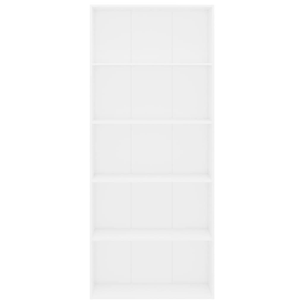 5-Tier Book Cabinet White 80x30x189 cm Engineered Wood