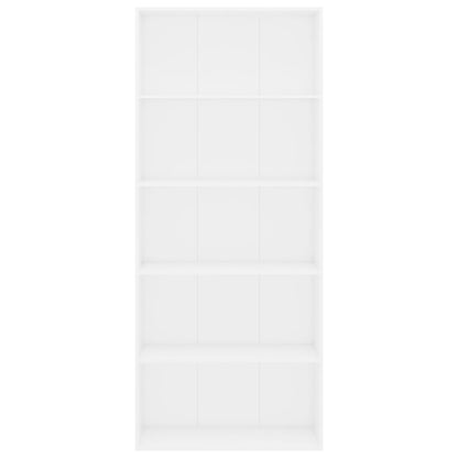 5-Tier Book Cabinet White 80x30x189 cm Engineered Wood