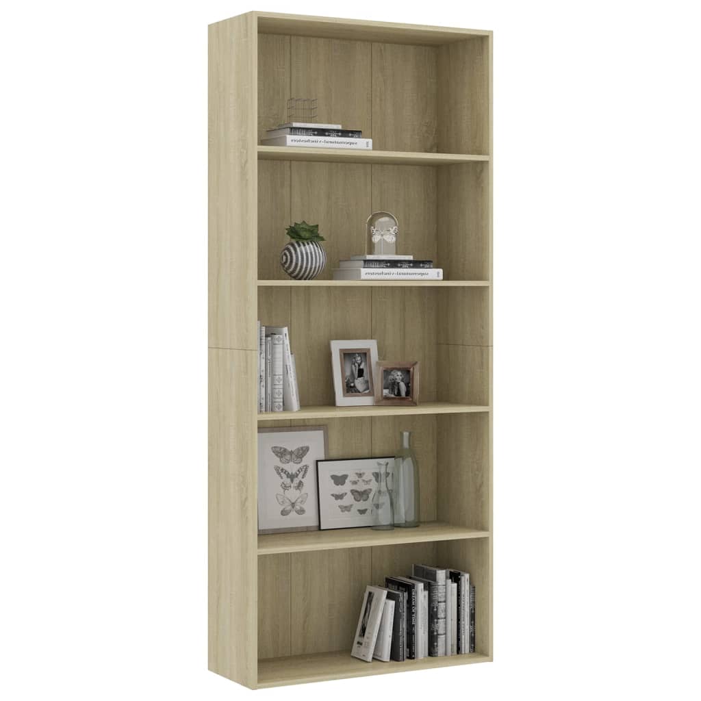 5-Tier Book Cabinet Sonoma Oak 80x30x189 cm Engineered Wood