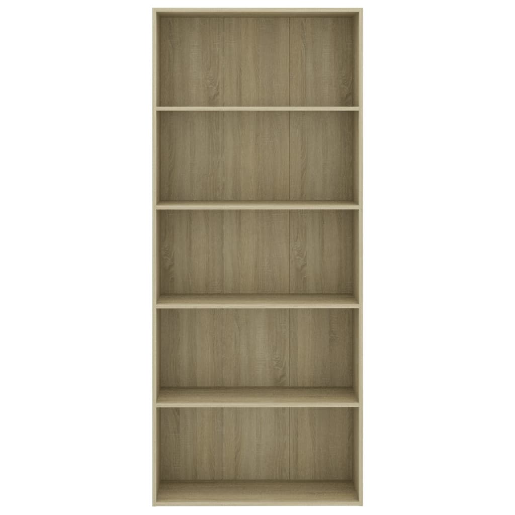 5-Tier Book Cabinet Sonoma Oak 80x30x189 cm Engineered Wood