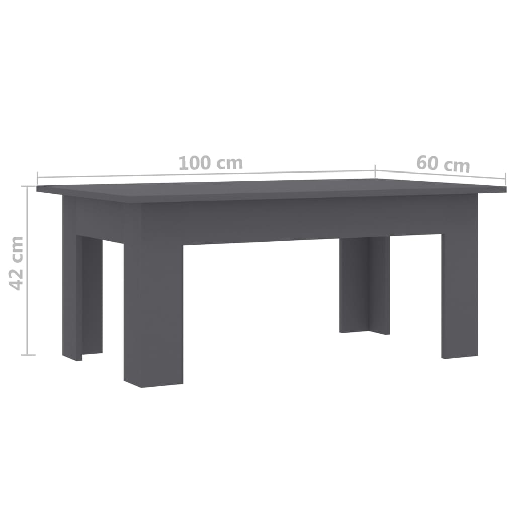 Coffee Table Grey 100x60x42 cm Engineered Wood