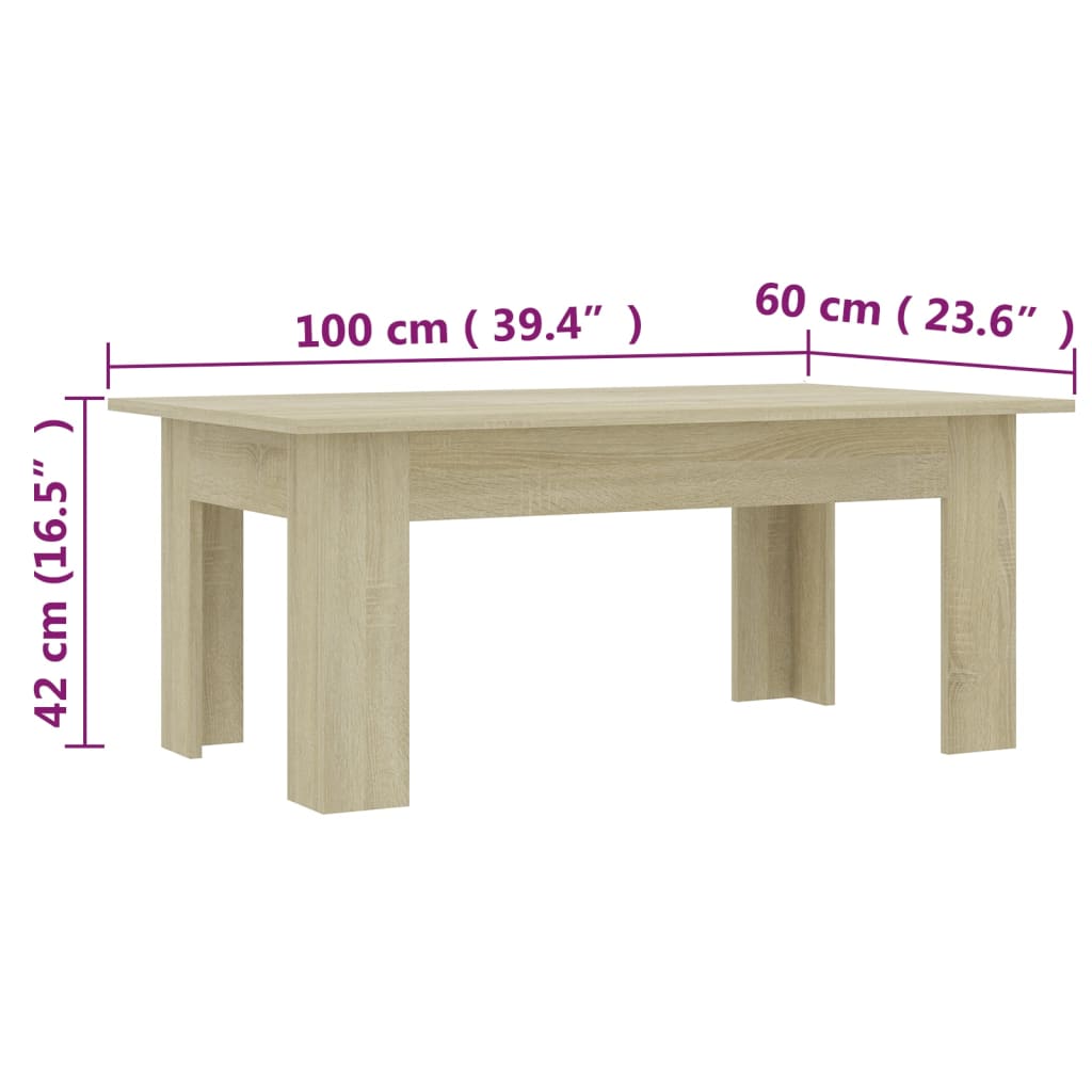 Coffee Table Sonoma Oak 100x60x42 cm Engineered Wood