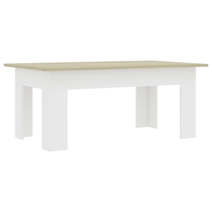 Coffee Table White and Sonoma Oak 100x60x42 cm Engineered Wood