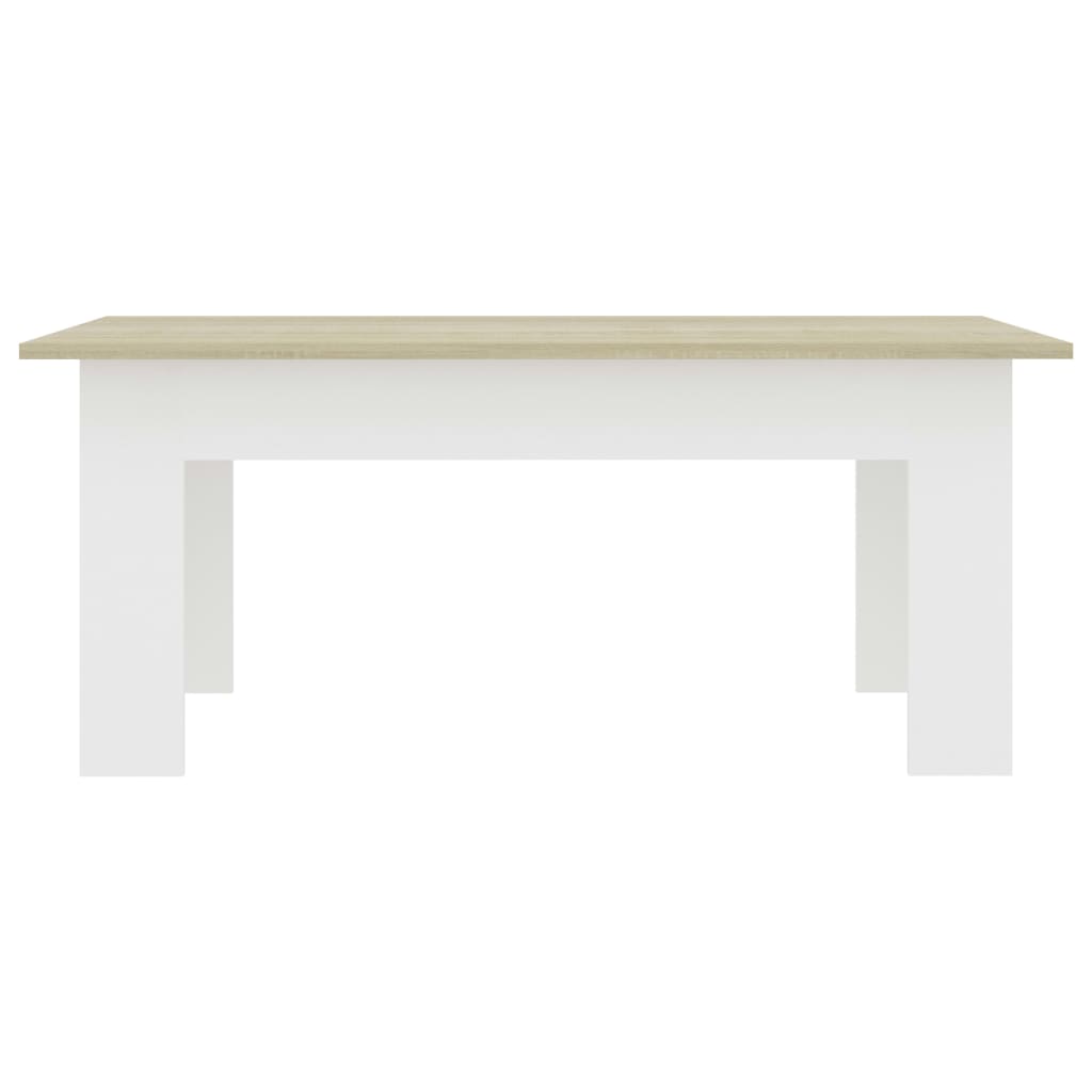 Coffee Table White and Sonoma Oak 100x60x42 cm Engineered Wood