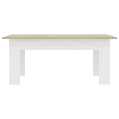 Coffee Table White and Sonoma Oak 100x60x42 cm Engineered Wood