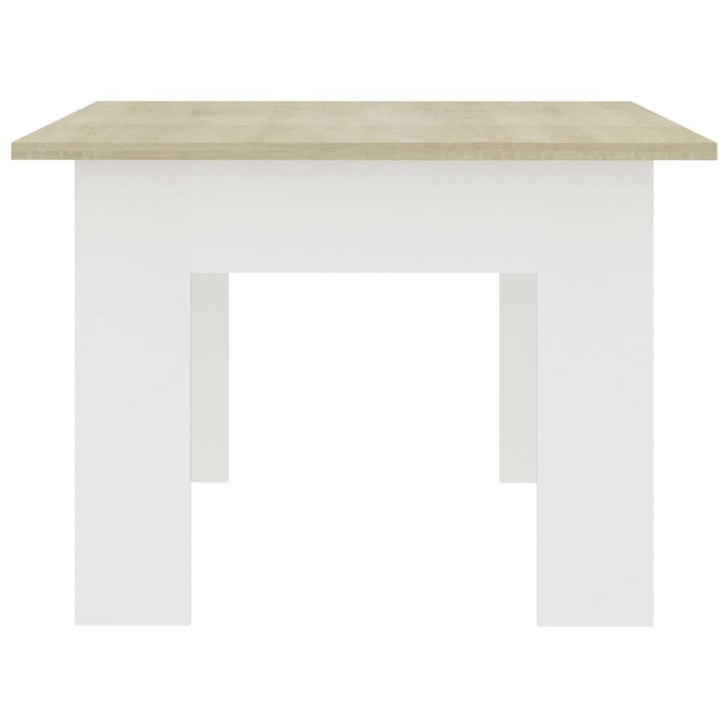 Coffee Table White and Sonoma Oak 100x60x42 cm Engineered Wood