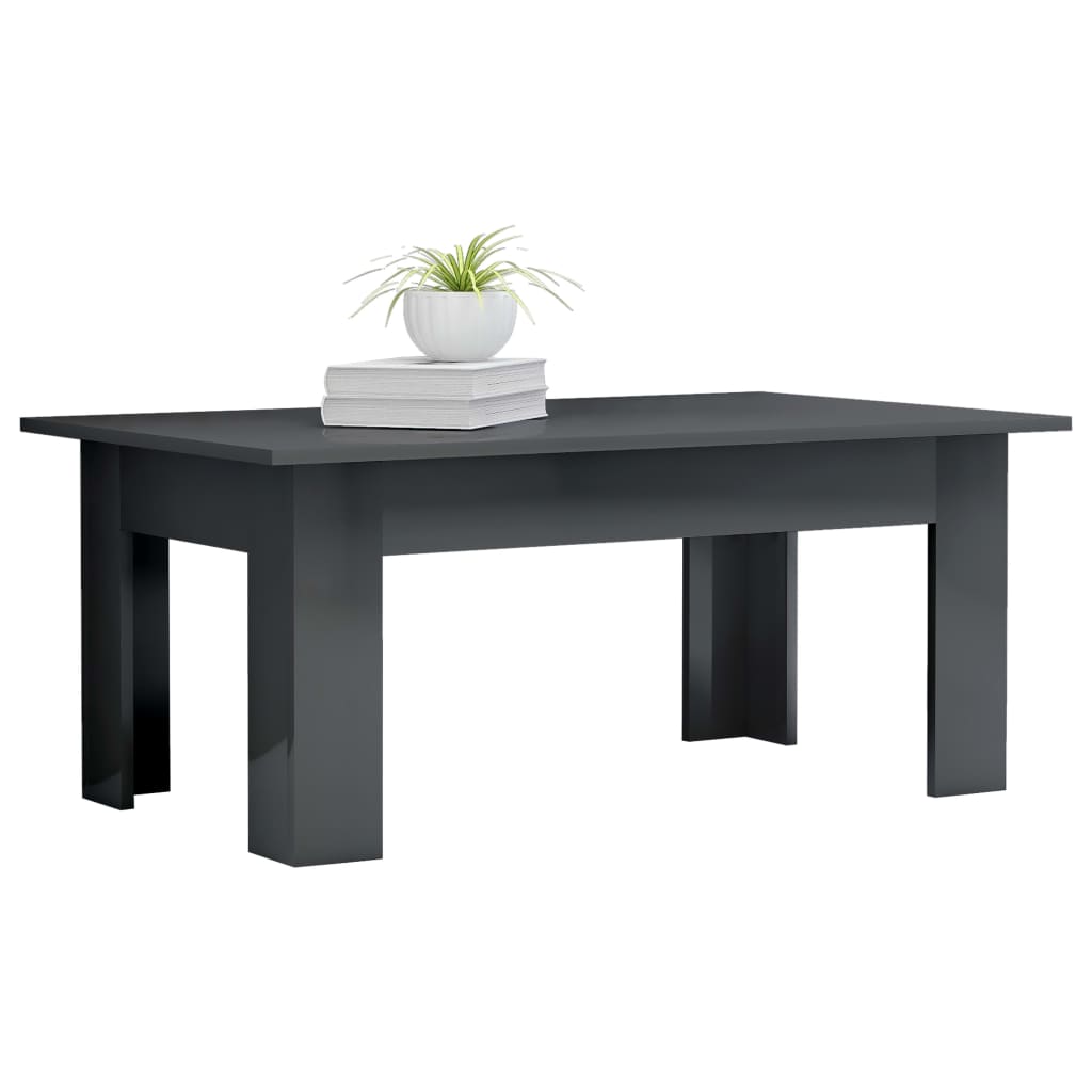 Coffee Table High Gloss Grey 100x60x42 cm Engineered Wood