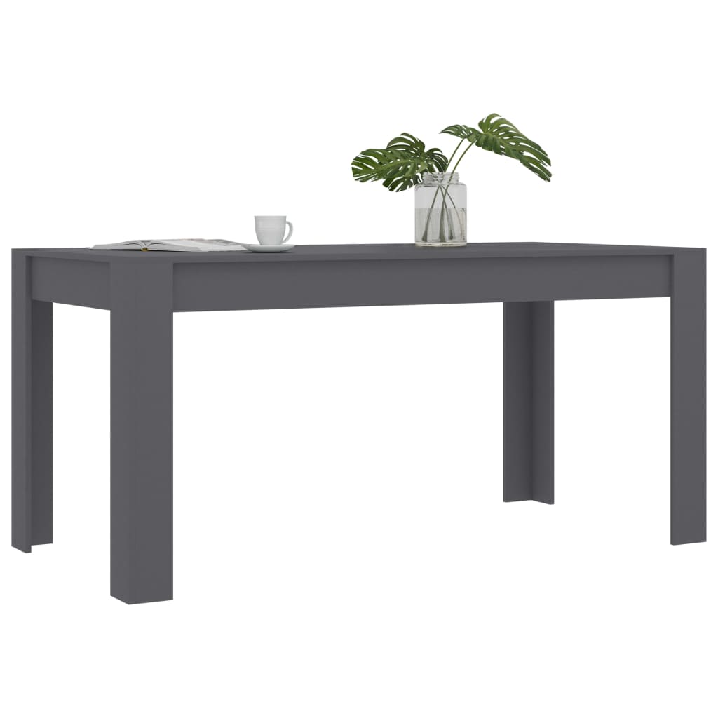 Dining Table Grey 160x80x76 cm Engineered Wood