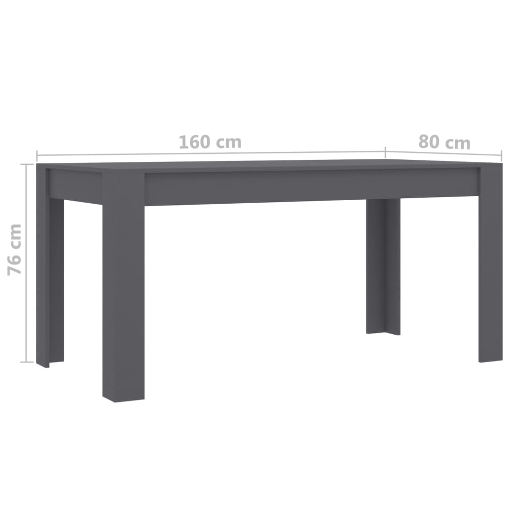 Dining Table Grey 160x80x76 cm Engineered Wood