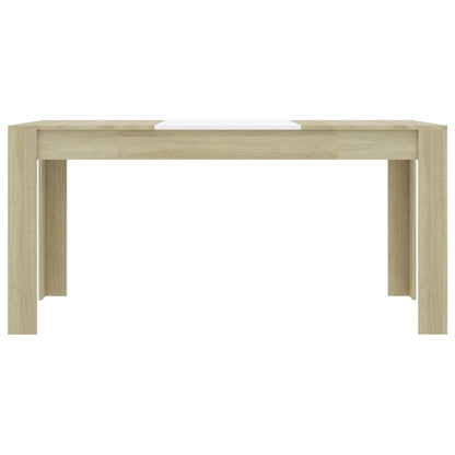 Dining Table White and Sonoma Oak 160x80x76 cm Engineered Wood