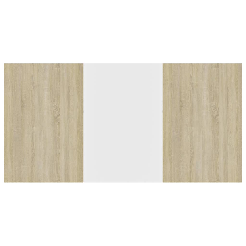 Dining Table White and Sonoma Oak 160x80x76 cm Engineered Wood