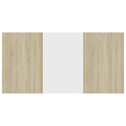 Dining Table White and Sonoma Oak 160x80x76 cm Engineered Wood