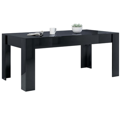 Dining Table High Gloss Black 180x90x76 cm Engineered Wood