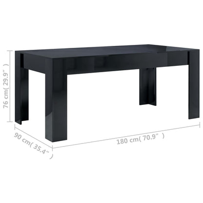 Dining Table High Gloss Black 180x90x76 cm Engineered Wood