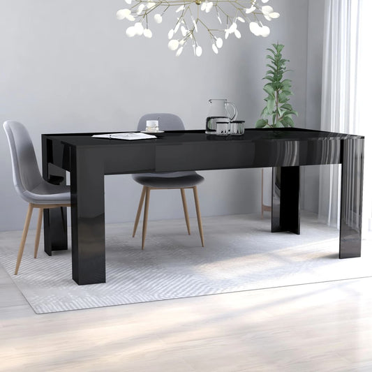 Dining Table High Gloss Black 180x90x76 cm Engineered Wood