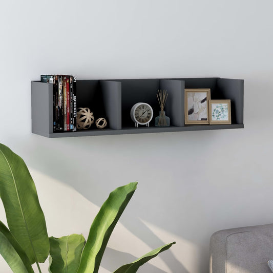 CD Wall Shelf Grey 75x18x18 cm Engineered Wood