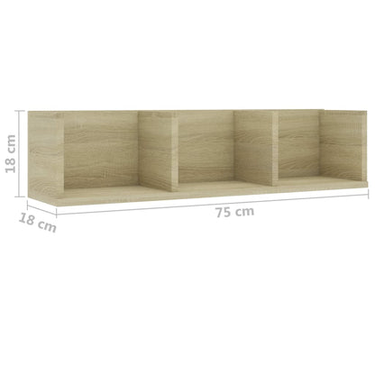 CD Wall Shelf Sonoma Oak 75x18x18 cm Engineered Wood