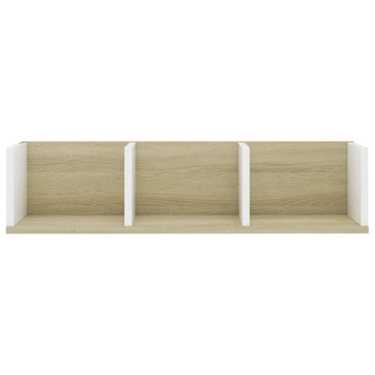 CD Wall Shelf White and Sonoma Oak 75x18x18 cm Engineered Wood