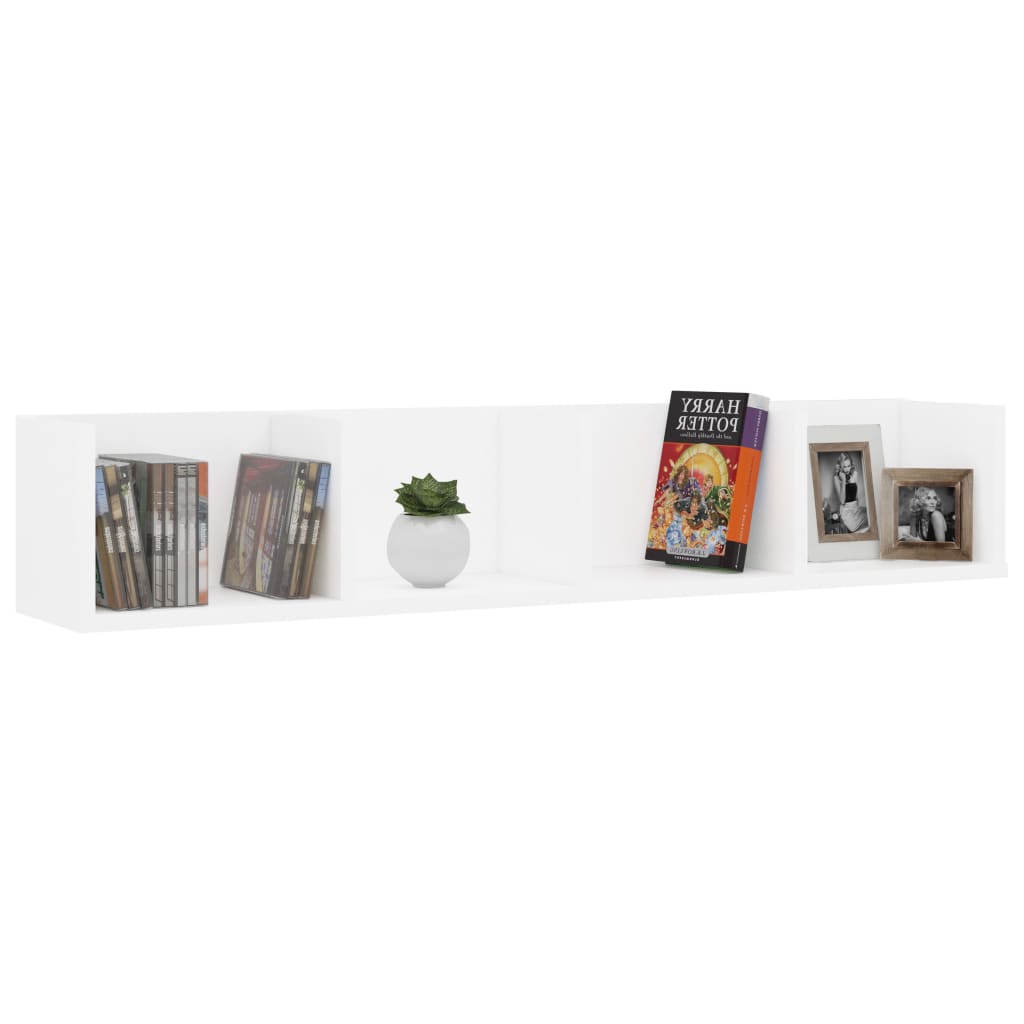 CD Wall Shelf White 100x18x18 cm Engineered Wood