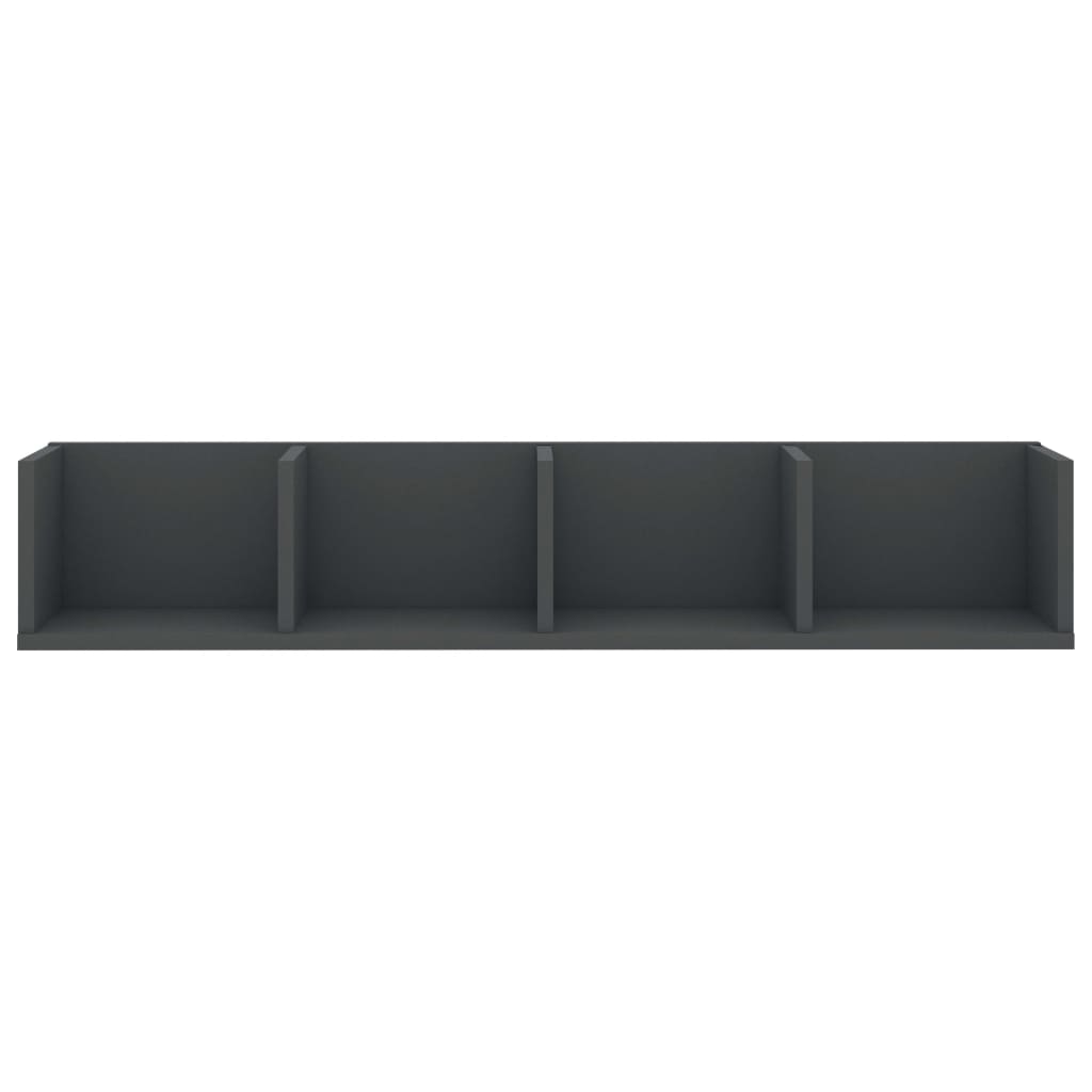 CD Wall Shelf Grey 100x18x18 cm Engineered Wood