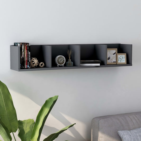 CD Wall Shelf Grey 100x18x18 cm Engineered Wood