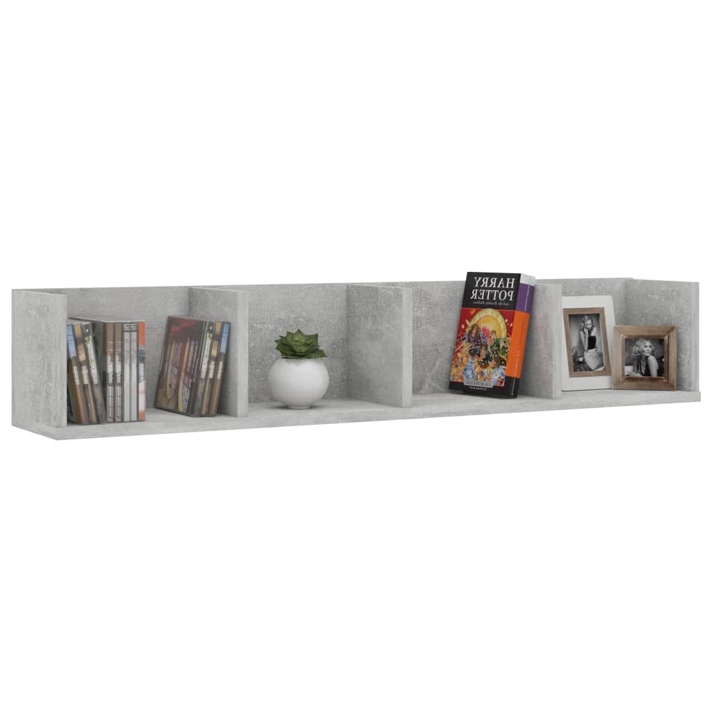 CD Wall Shelf Concrete Grey 100x18x18 cm Engineered Wood