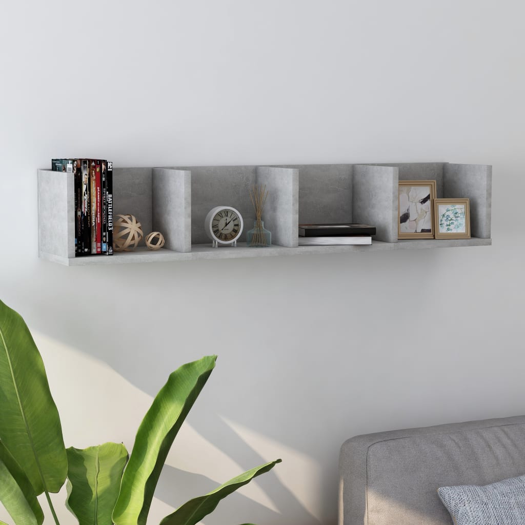 CD Wall Shelf Concrete Grey 100x18x18 cm Engineered Wood