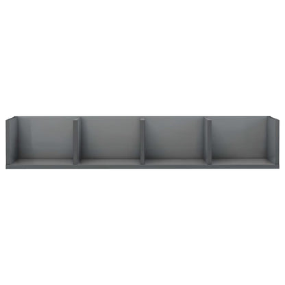 CD Wall Shelf High Gloss Grey 100x18x18 cm Engineered Wood